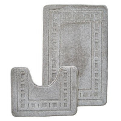 Catherine Lansfield Bathroom Armoni Bath Mat And Pedestal Set Grey - image 1