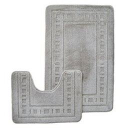 Catherine Lansfield Bathroom Armoni Bath Mat And Pedestal Set Grey - thumbnail 1