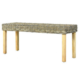 Vidaxl Bench 110 Cm Natural Kubu Rattan And Solid Mahogany Wood - thumbnail 4