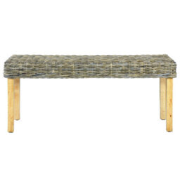 Vidaxl Bench 110 Cm Natural Kubu Rattan And Solid Mahogany Wood - thumbnail 2