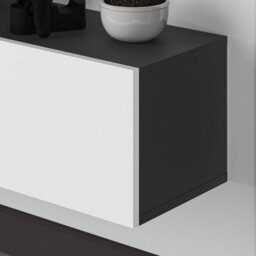 "Decortie Francy Modern Wall Mounted Tv Unit 55"" Multimedia Centre Anthracite Grey White 180Cm" - thumbnail 7