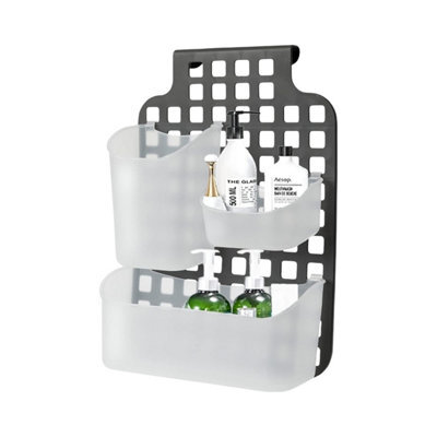 Blue Canyon Dark Grey Plastic Cabinet Door Organiser Single Basket No Drill Rust Resistant Bathroom Storage Shelf - image 1