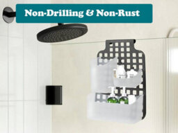 Blue Canyon Dark Grey Plastic Cabinet Door Organiser Single Basket No Drill Rust Resistant Bathroom Storage Shelf - thumbnail 7