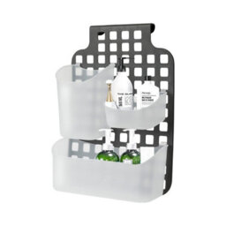 Blue Canyon Dark Grey Plastic Cabinet Door Organiser Single Basket No Drill Rust Resistant Bathroom Storage Shelf