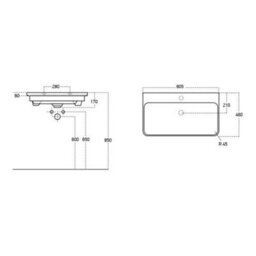 Aquarius Corinthe Fluted Wall Mounted Vanity Unit  With Basin - 1 Drawer - 805 X 460mm - Textured Oak - thumbnail 7