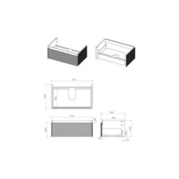 Aquarius Corinthe Fluted Wall Mounted Vanity Unit  With Basin - 1 Drawer - 805 X 460mm - Textured Oak - thumbnail 8