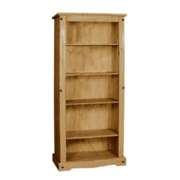Mercers Furniture Corona Large Bookcase Tall Display Unit Cabinet Solid Wood Pine Wooden With Mexican Styling - thumbnail 2
