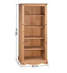 Mercers Furniture Corona Large Bookcase Tall Display Unit Cabinet Solid Wood Pine Wooden With Mexican Styling - thumbnail 3