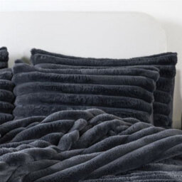 Kampala Hill Big Cord Teddy Charcoal Duvet Cover Set Super King Bedding Set - thumbnail 2