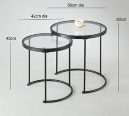 Aspect Furniture Visio Set Of 2 Round Nesting Tables- Clear Glass Top/black Frame - thumbnail 4