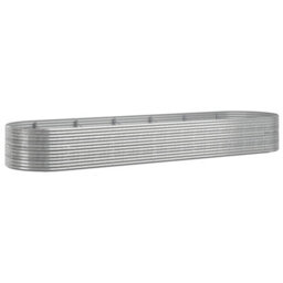 Berkfield Garden Planter Powder-Coated Steel 510X140X68 Cm Silver - thumbnail 2