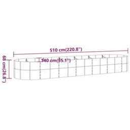 Berkfield Garden Planter Powder-Coated Steel 510X140X68 Cm Silver - thumbnail 6