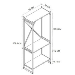 Urbn-Living Urbnliving 160Cm Height 3 Tier Anthracite Wooden Coat Rack And Shoe Storage Stand With Metal Frame - thumbnail 4