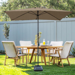 Sundaze Taupe Rectangle 2X3M Garden Parasol Umbrella Outdoor Patio Tilt Crank Handle With Base - thumbnail 1