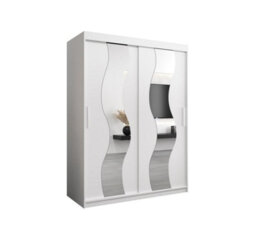 Arte Seville Mirrored Sliding Door Wardrobe With Shelves And Hanging Rails In White (H)2000mm (W)1500mm (D)620mm