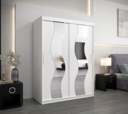 Arte Seville Mirrored Sliding Door Wardrobe With Shelves And Hanging Rails In White (H)2000mm (W)1500mm (D)620mm - thumbnail 2