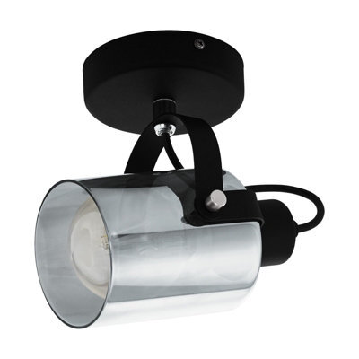 Elegant Black Chrome Wall Light With Transparent Glass Shade - E27 Bulb Compatible - image 1