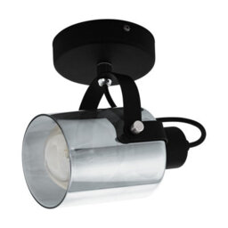 Elegant Black Chrome Wall Light With Transparent Glass Shade - E27 Bulb Compatible