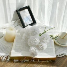 Amorly 18Pcs Artificial Pure White Ball Chrysanthemum Flowers Artificial Mums Flowers For Home Table Centerpiece Decor Silk Flowers - thumbnail 3