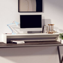 Berkfield Monitor Stand White 100X27X15 Cm Solid Wood Pine - thumbnail 3