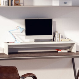 Berkfield Monitor Stand White 100X27X15 Cm Solid Wood Pine - thumbnail 1