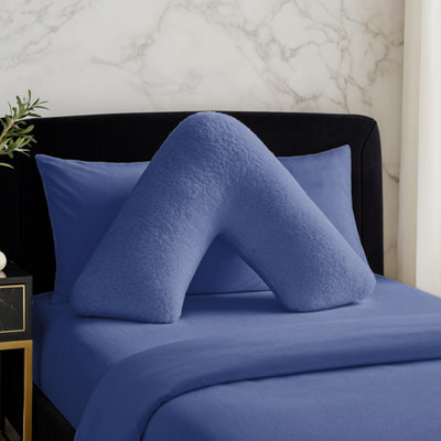 Teddy Bear Fleece Super Soft Cosy V Shape Pillowcase Navy