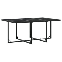 Berkfield 7 Piece Garden Dining Set Black Poly Rattan - thumbnail 5
