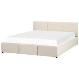Beliani Ottoman Bed Velvet Bousse 160 X 200 Cm (Eu King Size) Light Beige - thumbnail 5