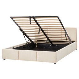 Beliani Ottoman Bed Velvet Bousse 160 X 200 Cm (Eu King Size) Light Beige - thumbnail 1