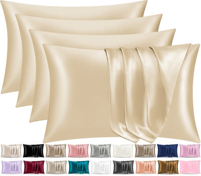 Lazzaro 4 Pack Satin Silk Pillowcases For Hair & Skin Soft Smooth With Envelope Closure - image 1