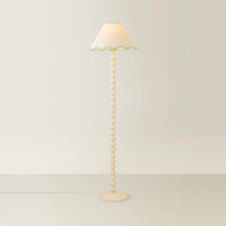 Valuelights Bobbin Green Trim Linen Shade Cream Bobble Floor Lamp With Bulb - thumbnail 3