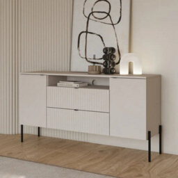 Arte Ore 26 Sideboard Cabinet 140 Cm In Cashmere - Soft-Tone Storage With Open Media Compartment - thumbnail 1