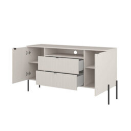 Arte Ore 26 Sideboard Cabinet 140 Cm In Cashmere - Soft-Tone Storage With Open Media Compartment - thumbnail 3