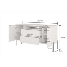 Arte Ore 26 Sideboard Cabinet 140 Cm In Cashmere - Soft-Tone Storage With Open Media Compartment - thumbnail 4