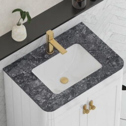 Royal Bathrooms Henley 600mm Gloss White Floor Standing Vanity Unit 2 Door With Undrilled Black Star Top & Brushed Brass Knob - thumbnail 6