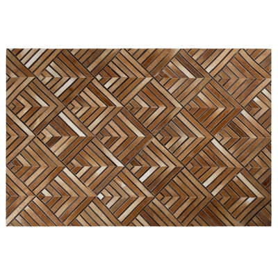 Beliani Rug Tekir Brown 160 X 230 Cm Leather - image 1
