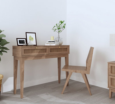 LPD Bordeaux Rattan Dressing Table - Boho Chic With Luxe Gold Detailing - image 1