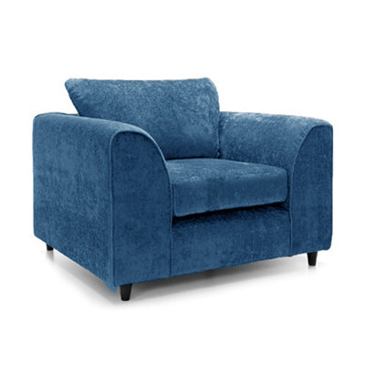 Furnishings For Less UK Monaco Chenille Fabric Single Seater Armchair Blue