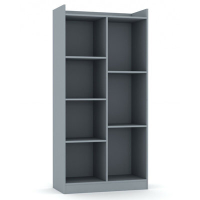 Urbn-Living Urbnliving Height 128Cm Tall Wooden 7 Cube Bookcase Shelving Display Colour Grey Storage Unit Cabinet Shelves - image 1