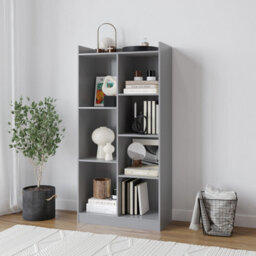 Urbn-Living Urbnliving Height 128Cm Tall Wooden 7 Cube Bookcase Shelving Display Colour Grey Storage Unit Cabinet Shelves - thumbnail 2