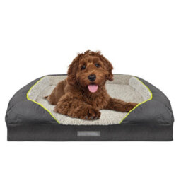 Dreamcatcher Grey Large Dog Bed Orthopaedic Shredded Memory Foam, Fleece Sleeping Area, Non Slip Base, Removable Washable Cover