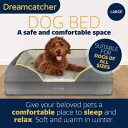 Dreamcatcher Grey Large Dog Bed Orthopaedic Shredded Memory Foam, Fleece Sleeping Area, Non Slip Base, Removable Washable Cover - thumbnail 2
