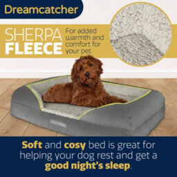 Dreamcatcher Grey Large Dog Bed Orthopaedic Shredded Memory Foam, Fleece Sleeping Area, Non Slip Base, Removable Washable Cover - thumbnail 3