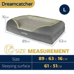 Dreamcatcher Grey Large Dog Bed Orthopaedic Shredded Memory Foam, Fleece Sleeping Area, Non Slip Base, Removable Washable Cover - thumbnail 7