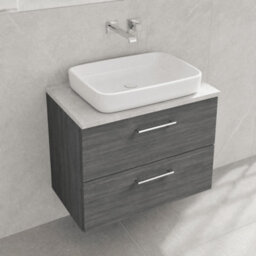 Balterley Bramshall 800mm Wall Hung 2 Drawer Vanity Unit With Laminate Worktop For Modern Bathroom Storage - Anthracite Woodgrain - thumbnail 3
