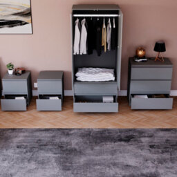 Lassic Vida Designs Glinton 4 Piece Grey Fsc Bedroom Set - (3 Drawer Chest, 2 Door Wardrobe, 2 Drawer Bedside Chest X2) - thumbnail 3