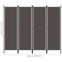 Vidaxl 4-Panel Room Divider Anthracite 200X180 Cm Room Dividers - thumbnail 6