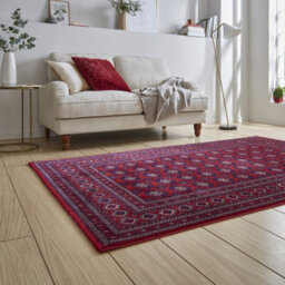 Red Traditional Bordered Stain-Resistant Rug For Bedroom, & Dining Room, Easy To Clean Bordered Area Rug-120Cm X 170Cm - thumbnail 2