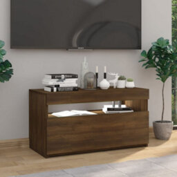 Walplus Tv Cabinet With Led Lights Brown Oak 75X35X40 Cm - thumbnail 4