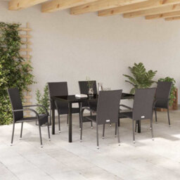 Berkfield Modern Garden Dining Set 7 Pcs Brown Poly Rattan - thumbnail 4